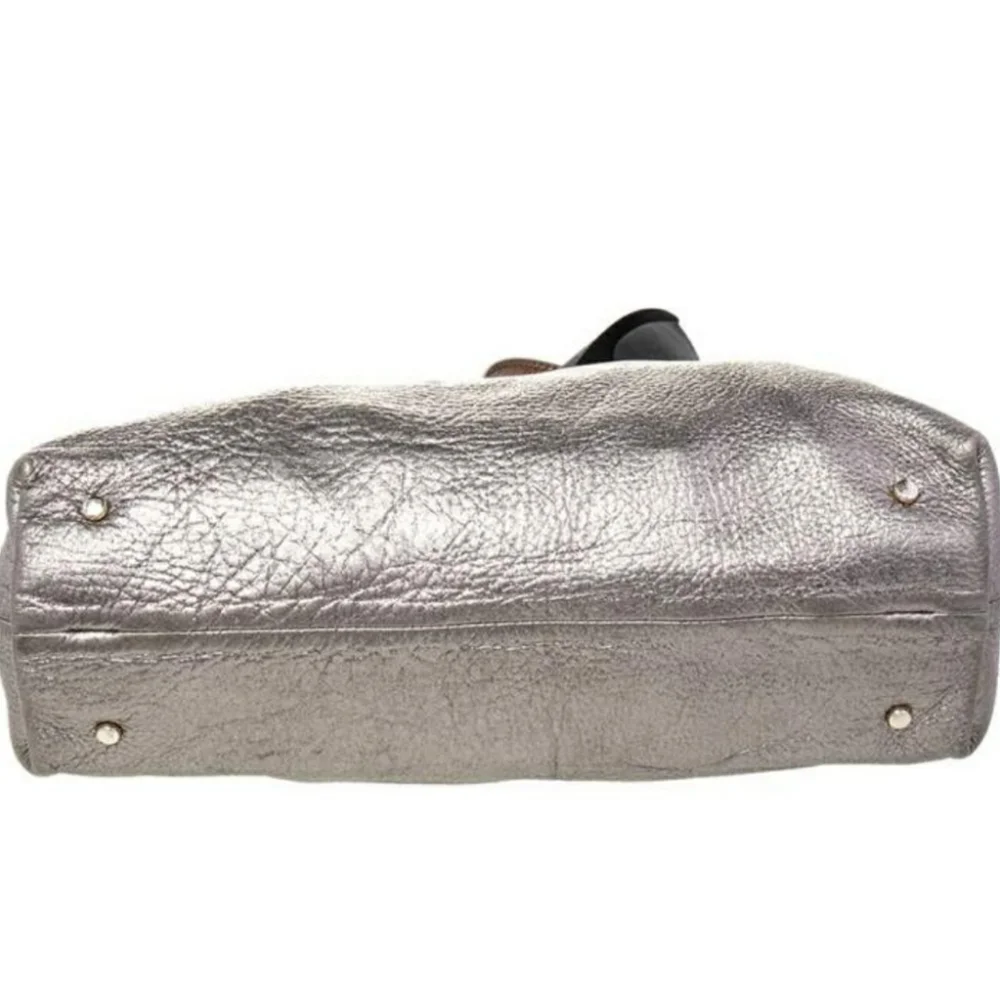 Kate Spade Silver Metallic Bag Shoulder Bag Chain Ribbon - Picture 2 of 9